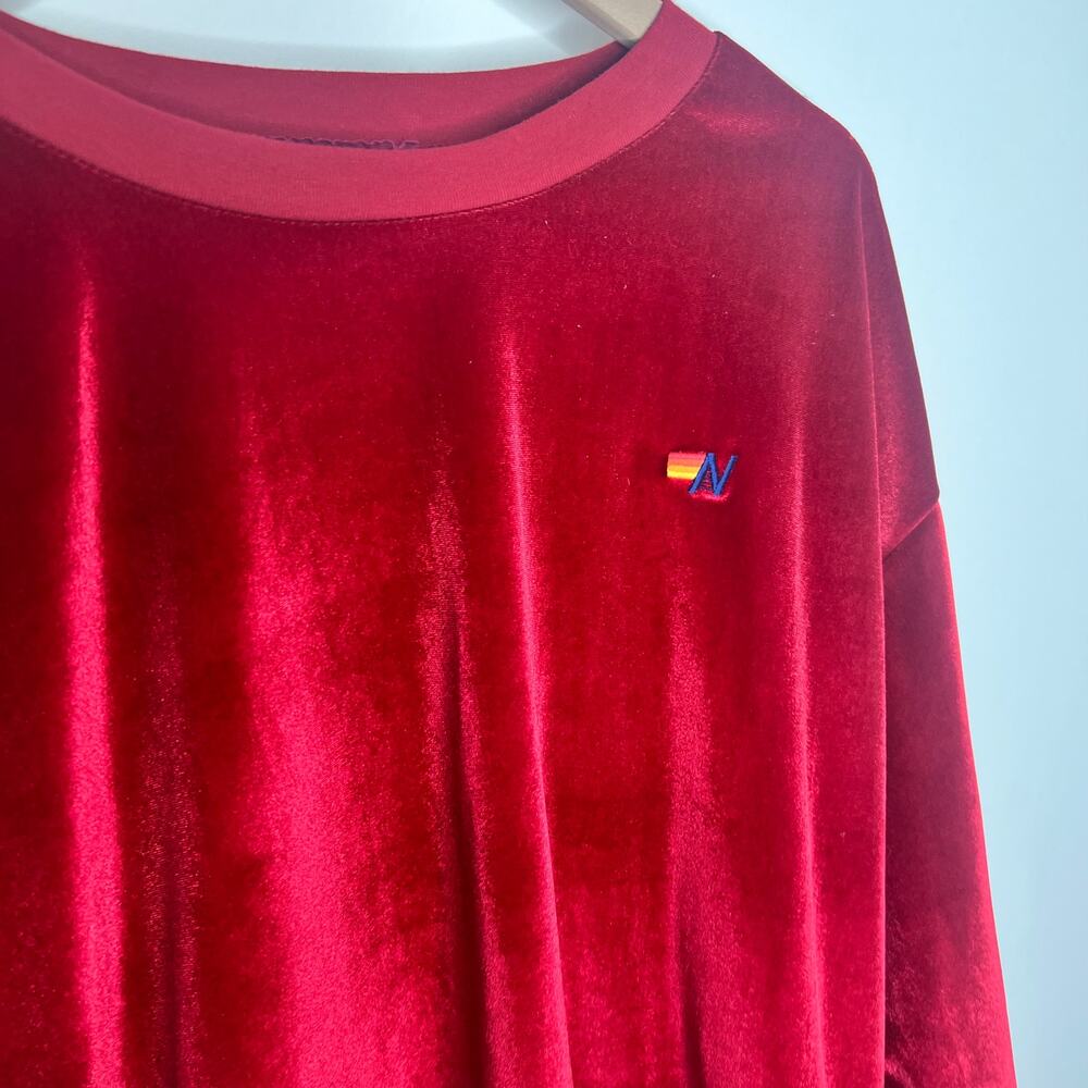 Aviator Nation Red Velvet Relaxed Sweatshirt Medium Womens - Picture 3 of 14